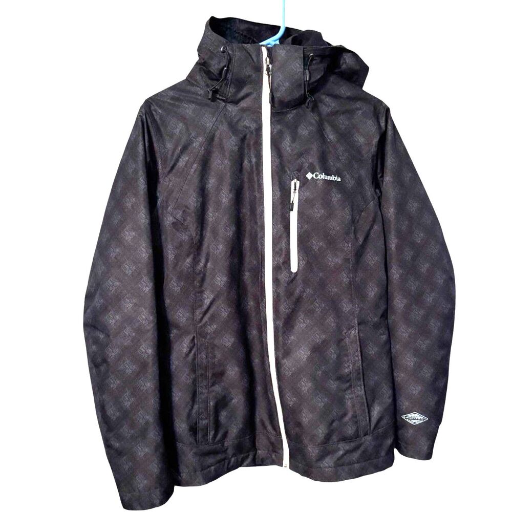 Columbia Omni-Heat Interchange Hooded Ski Jacket Black Gray Men's Medium